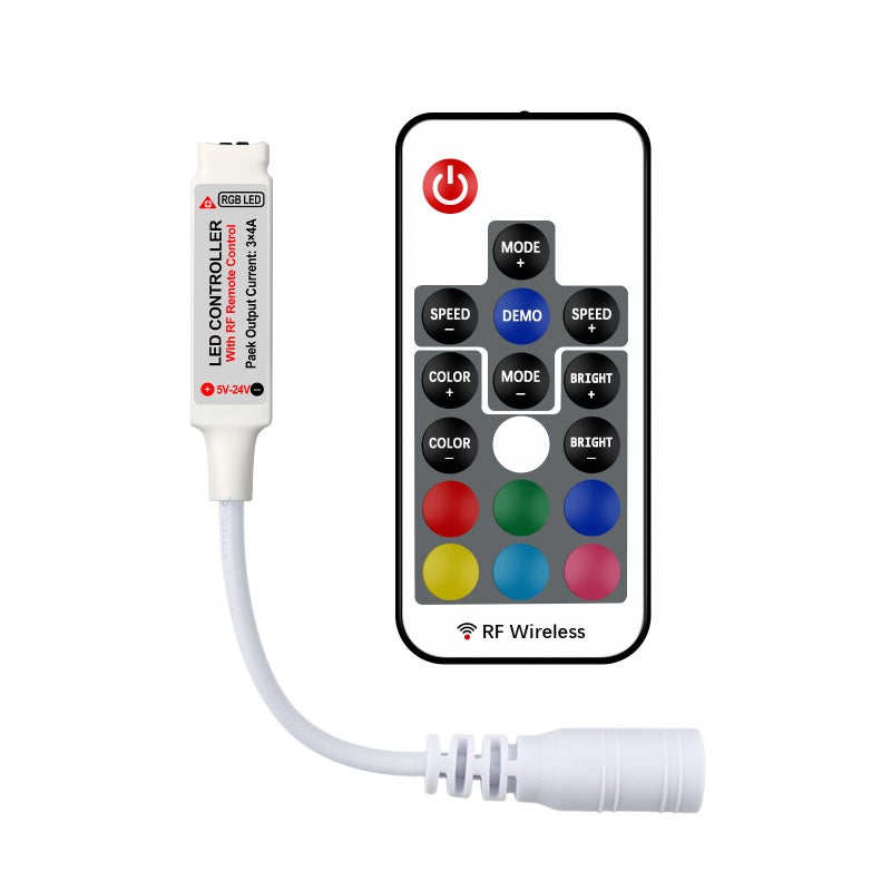 RGBZONE RF Wireless Remote LED Controller, DC 5V/12V/24V for 5050 3528 5630 LED Strip Lights, Mini 4-Pin RF LED Controller - Image 1